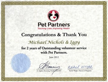 Pet Partners Iggy 2 years